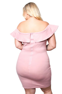 Women's Plus Size Sleeveless Ruffled Bodycon Dress