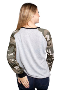 Women's Raglan Top with Camo Sleeves
