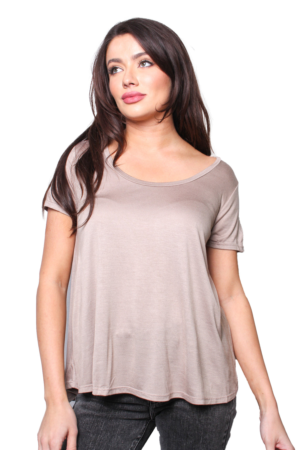 Women's Short Sleeve Scoop Neck Loose Top