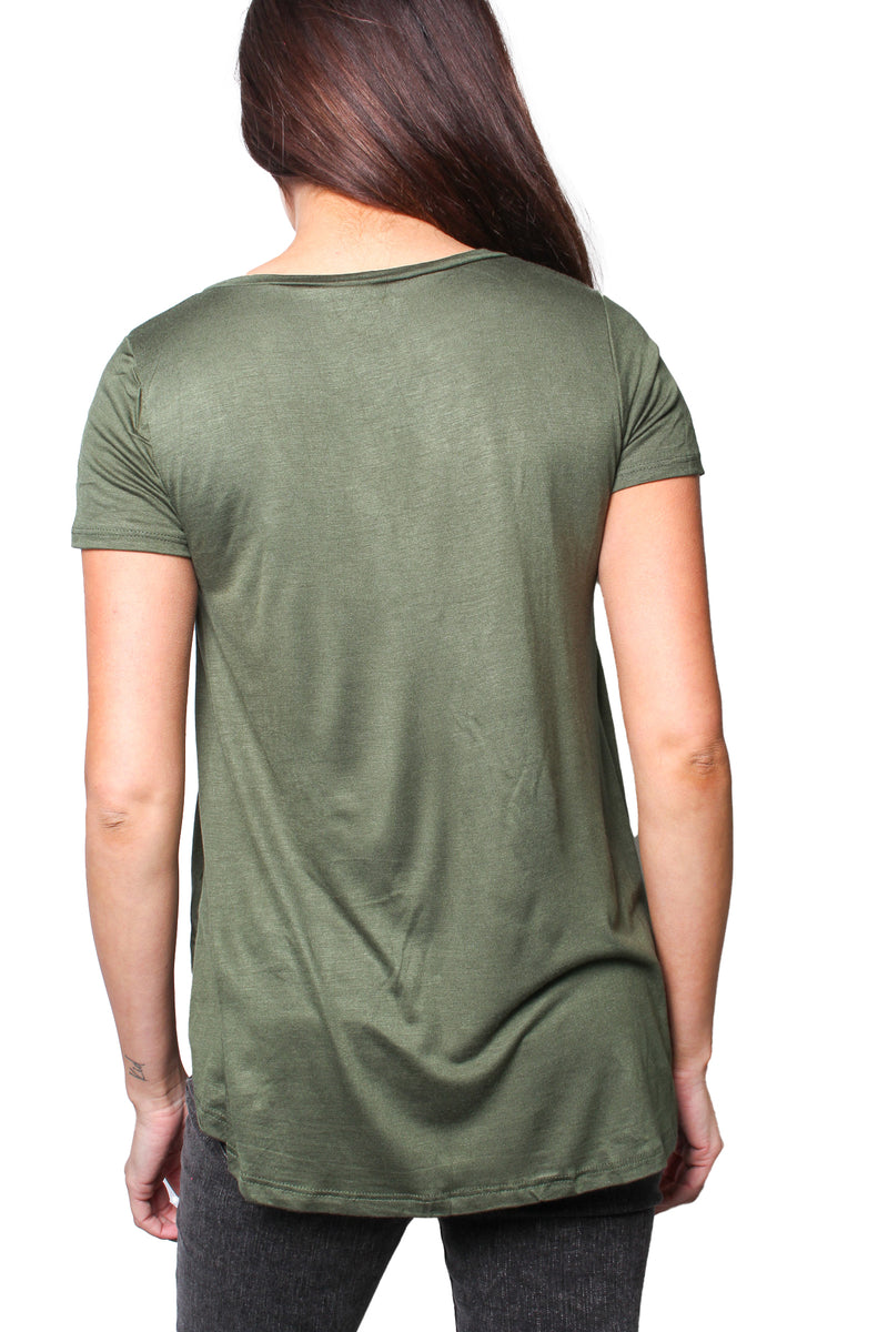 Women's Short Sleeve Scoop Neck Loose Top