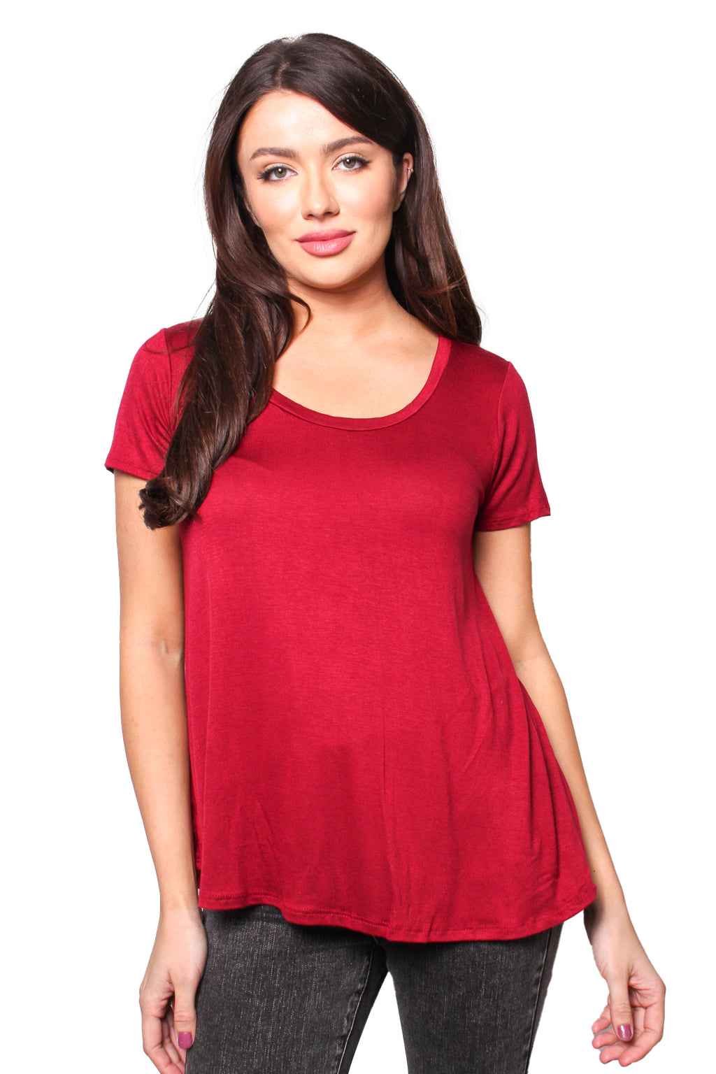 Women's Short Sleeve Scoop Neck Loose Top