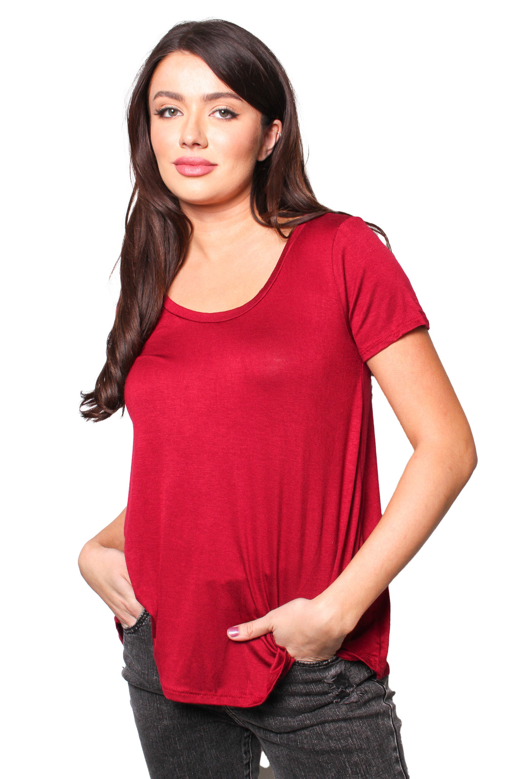 Women's Short Sleeve Scoop Neck Loose Top