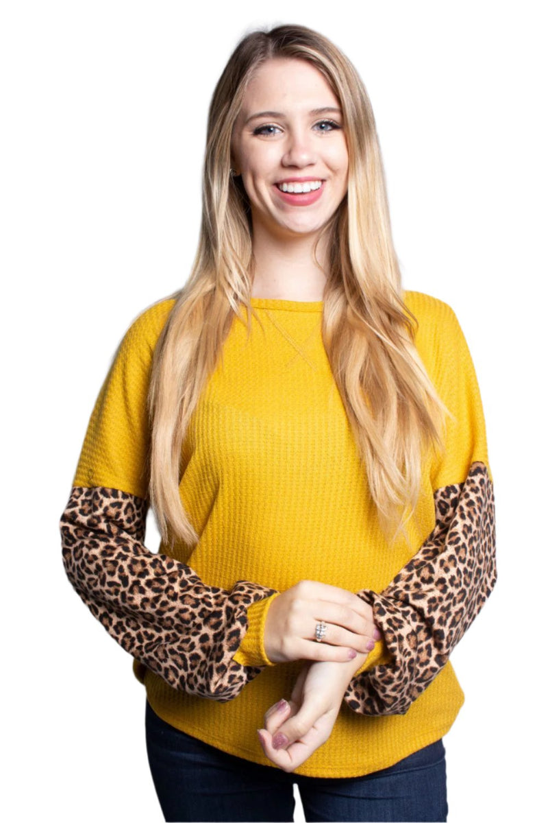 Women's Animal Print Bishop Sleeve Loose Fit Top