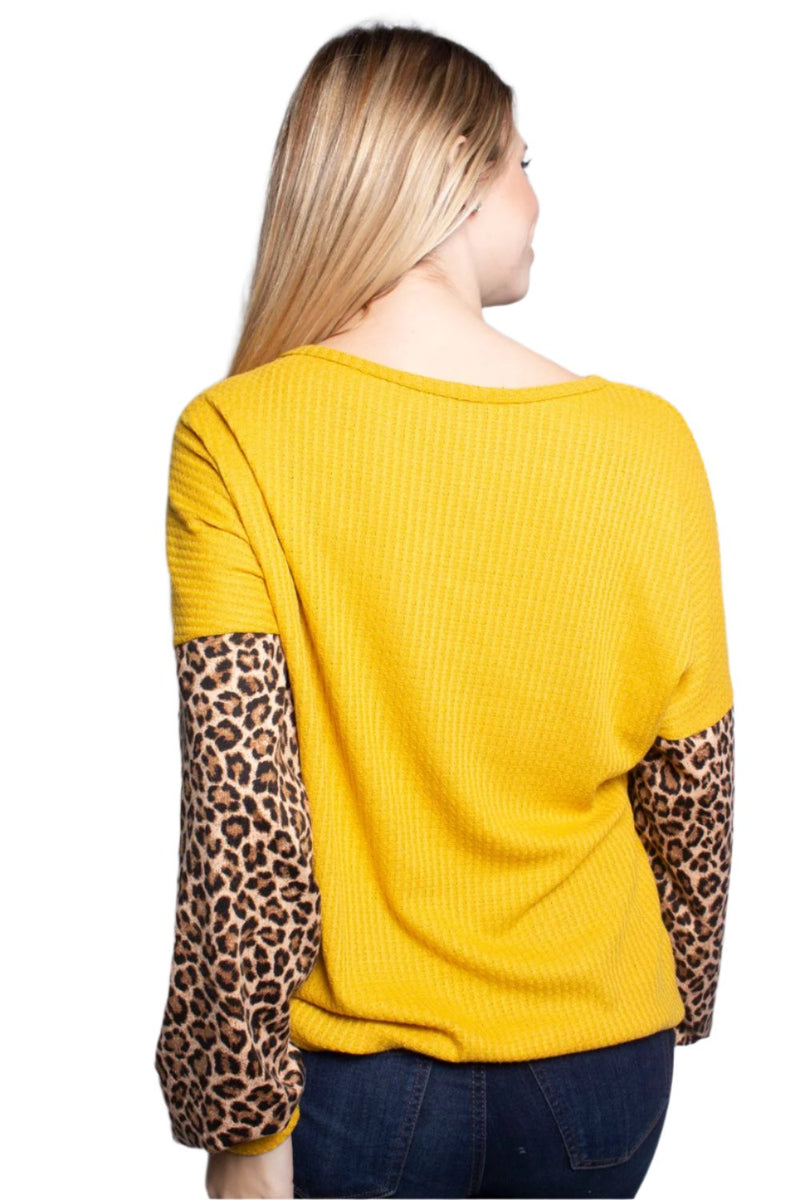 Women's Animal Print Bishop Sleeve Loose Fit Top