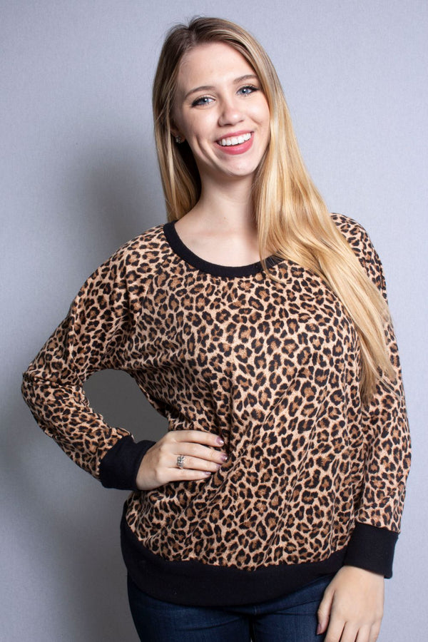 Women's Plus Size Animal Print Raglan Top