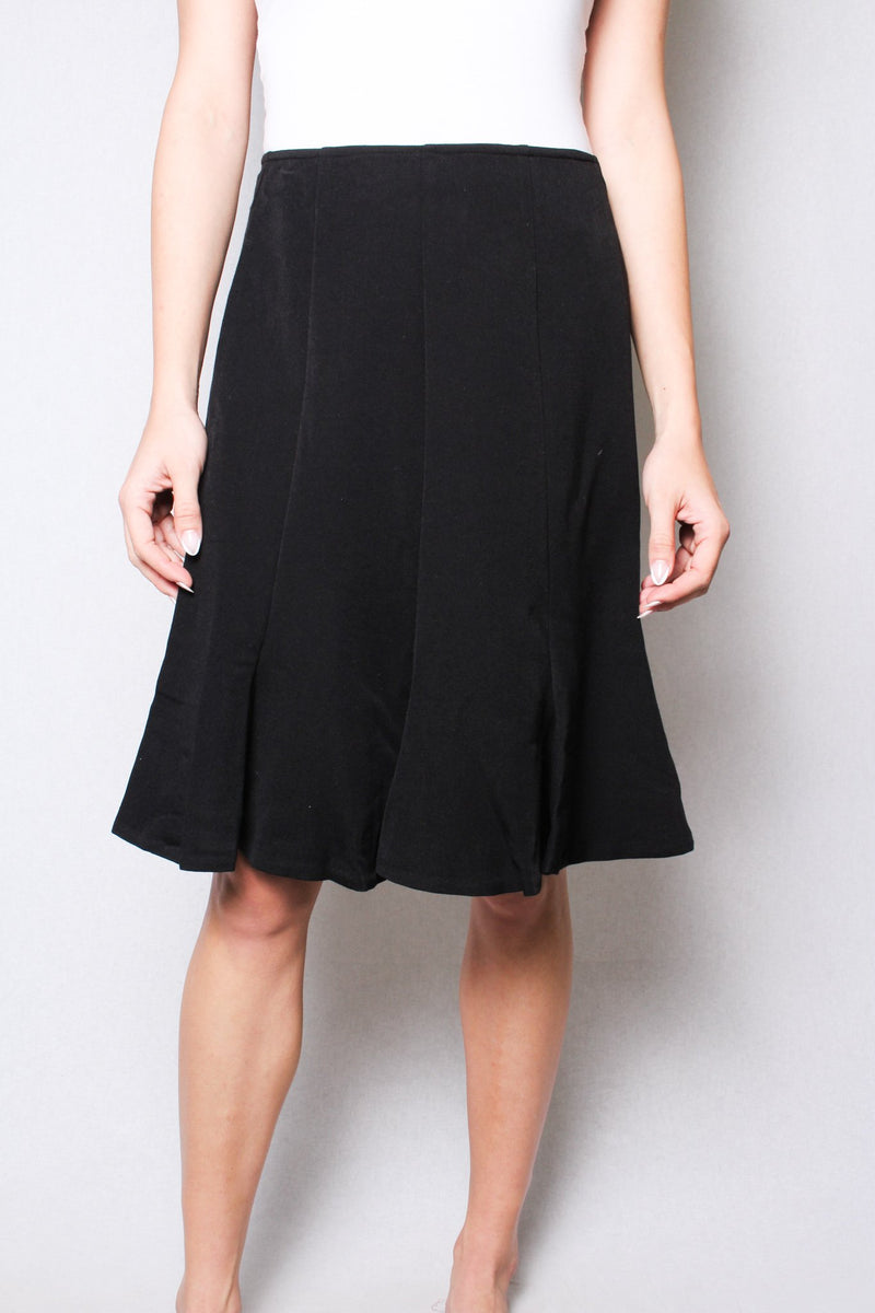 Women's Casual Knee Length Pleated Bottom Solid Skirt