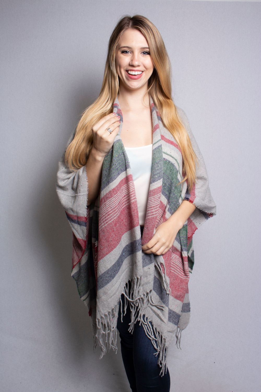 Women's Drape Plaid Poncho