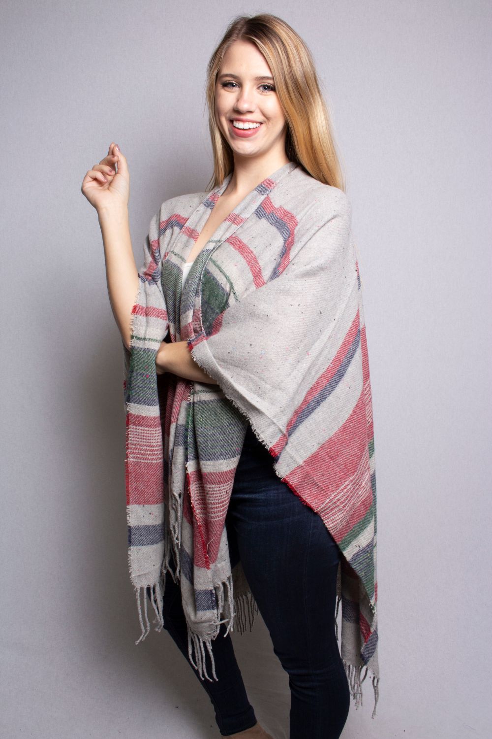 Women's Drape Plaid Poncho