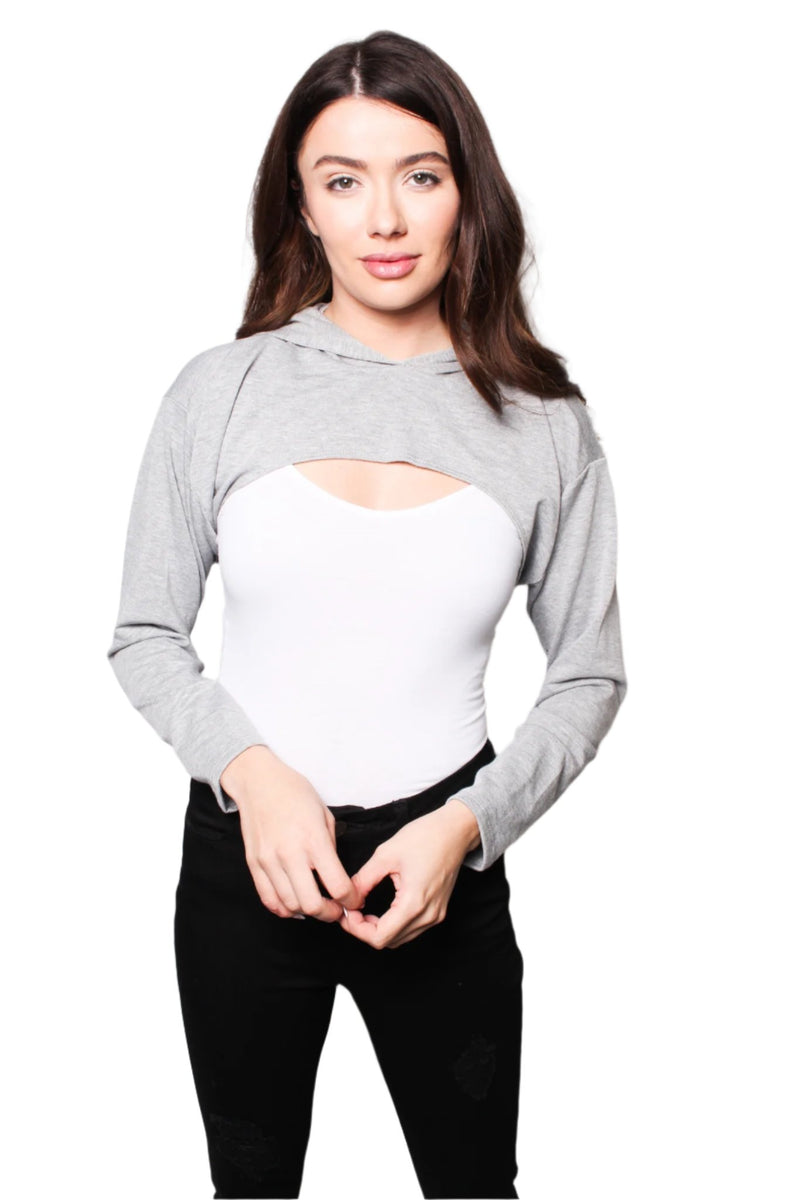 Women's Shrug Long Sleeves Crop Hoodie