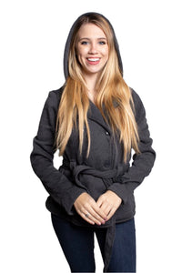 Women's Double Breasted Jacket with Hoodie