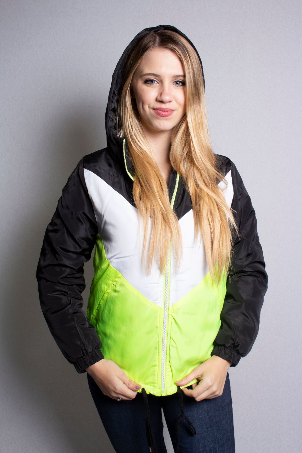 Women's Neon Color Block Hoodie Jacket