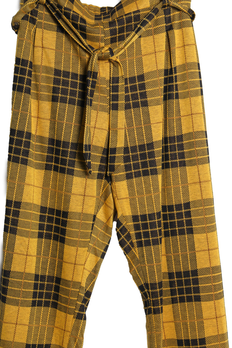 Women's Plus High Waisted Drawstring Plaid Pants