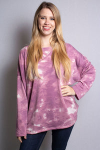 Women's Plus Size Long Sleeve Tie Dye Loose Fit Top