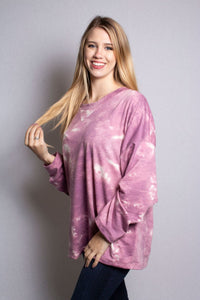 Women's Plus Size Long Sleeve Tie Dye Loose Fit Top