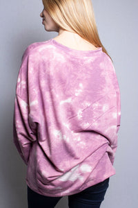 Women's Plus Size Long Sleeve Tie Dye Loose Fit Top