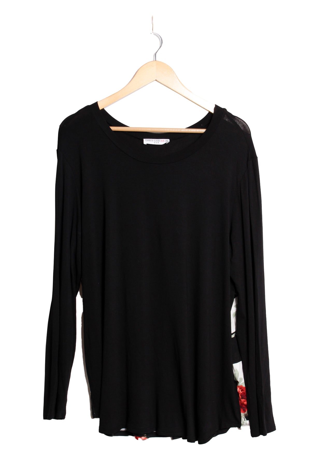Women's Long Sleeve Scoop Neck Print Back Sweater