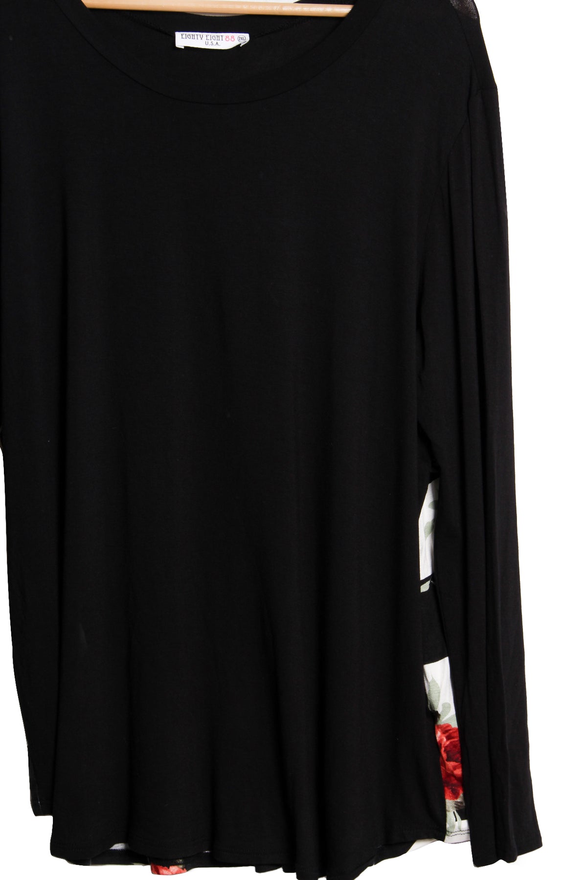 Women's Long Sleeve Scoop Neck Print Back Sweater
