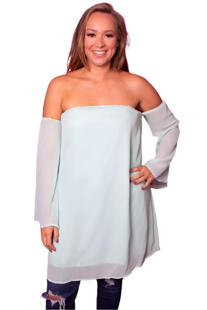 Women's Plus Size Off Shoulder Double Layer Tunic Top