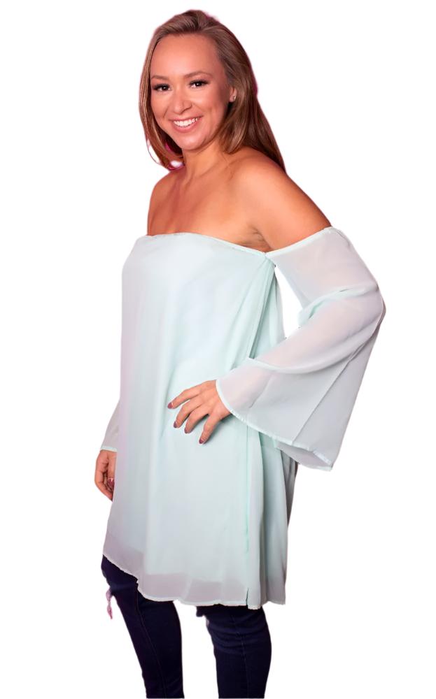 Women's Plus Size Off Shoulder Double Layer Tunic Top