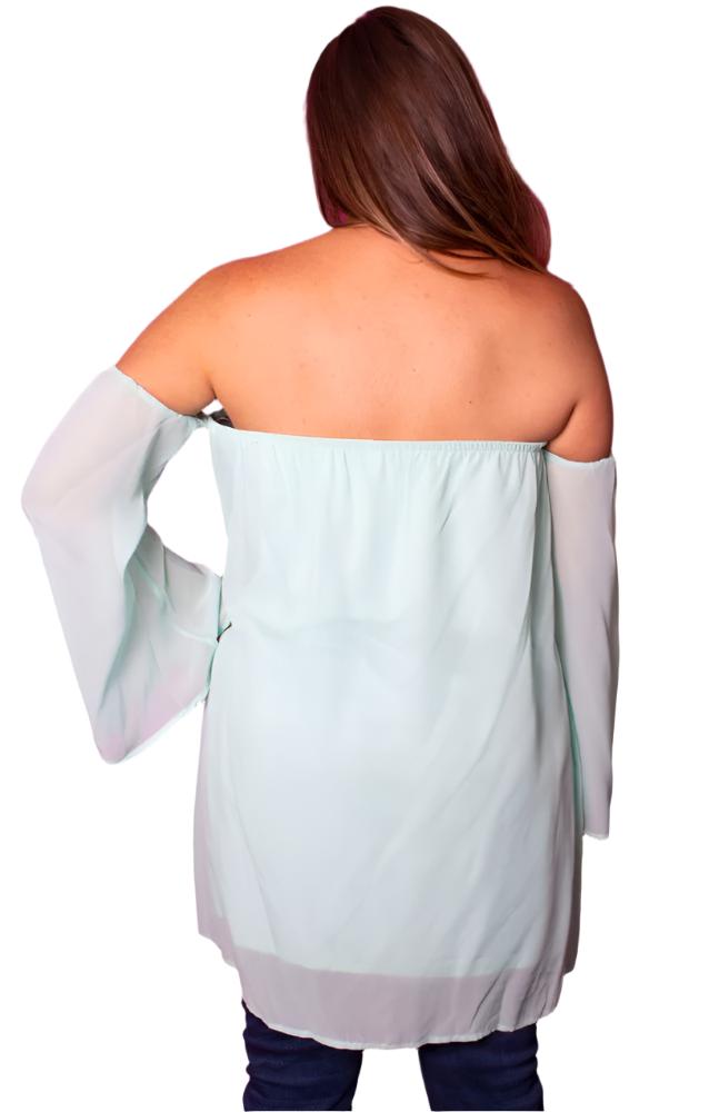 Women's Plus Size Off Shoulder Double Layer Tunic Top