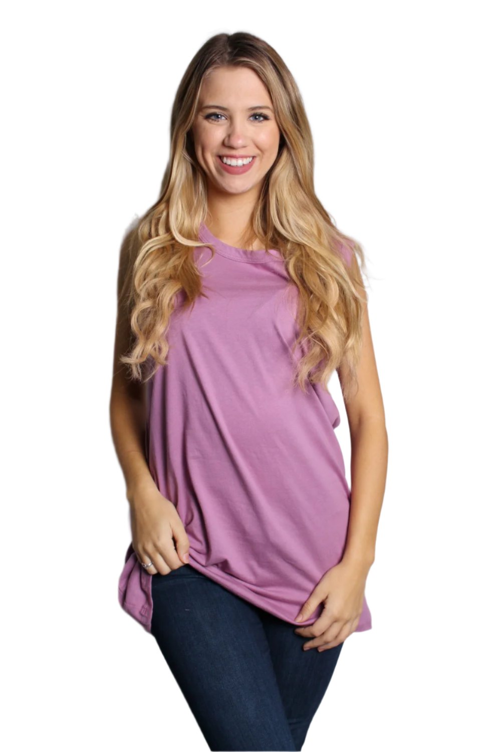 Women's Sleeveless Round Neck Solid Top