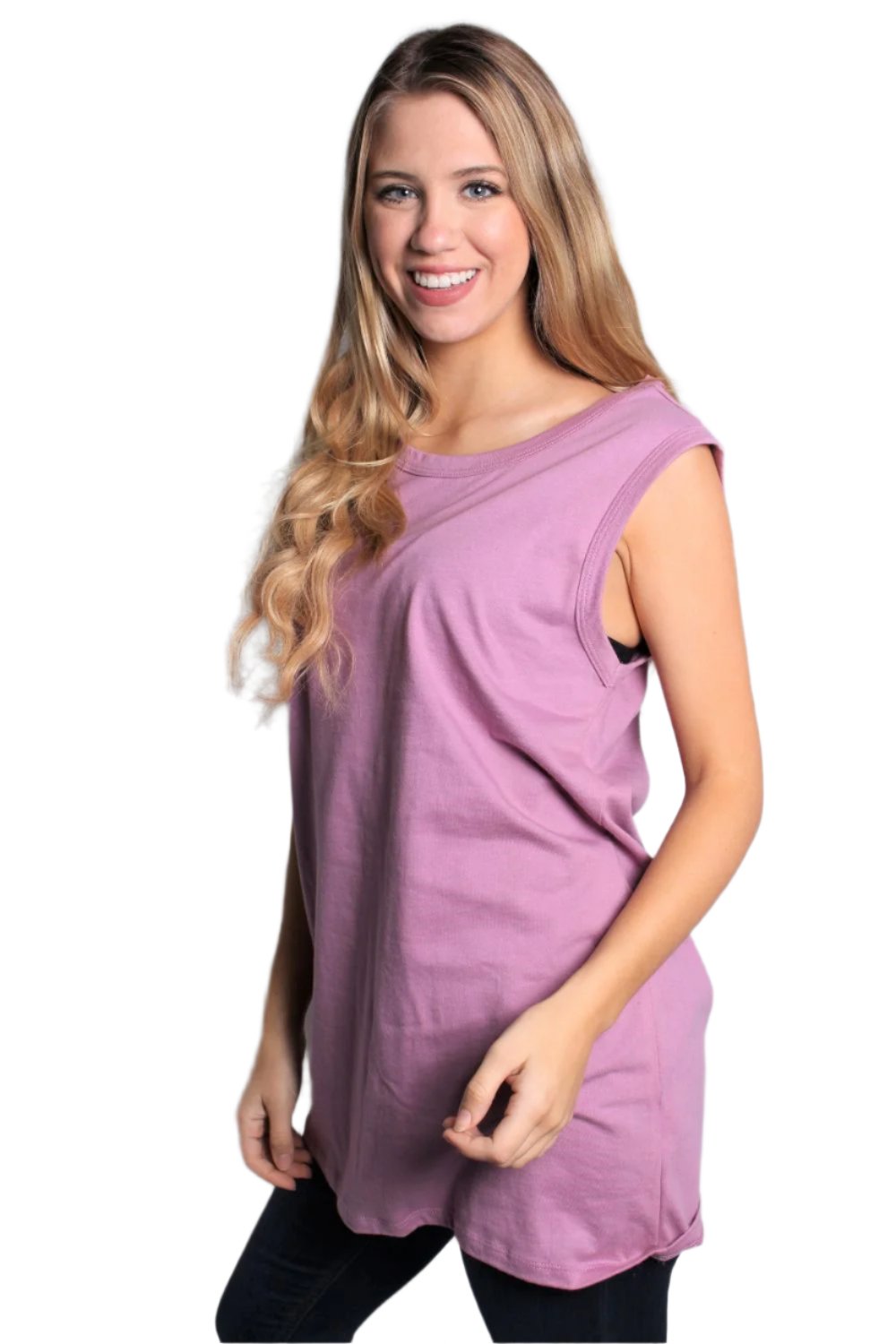 Women's Sleeveless Round Neck Solid Top