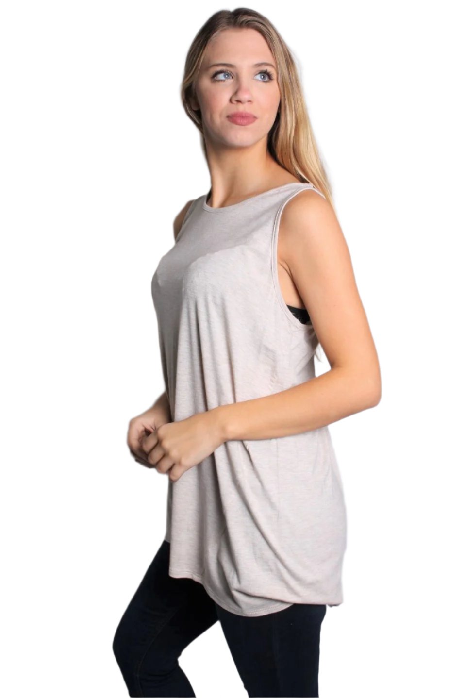 Women's Sleeveless Round Neck Solid Top