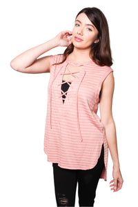 Women's Sleeveless Top with Criss Cross Front