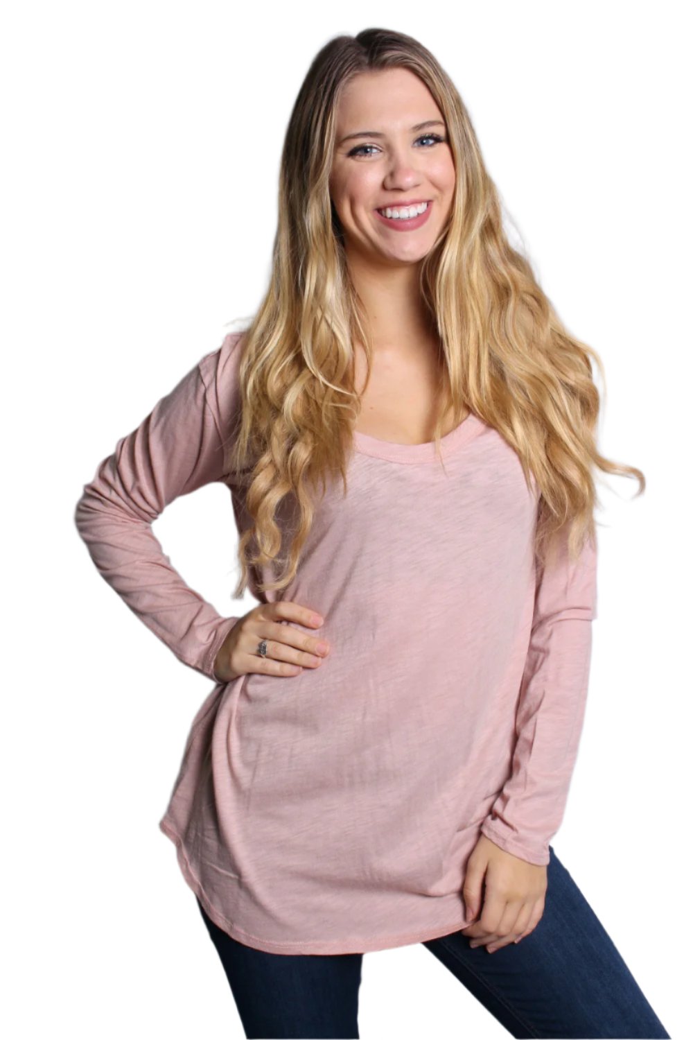 Women's Long Sleeve Round Neck Solid Top