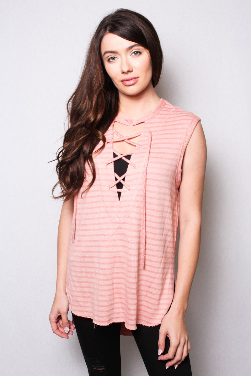 Women's Sleeveless Top with Criss Cross Front