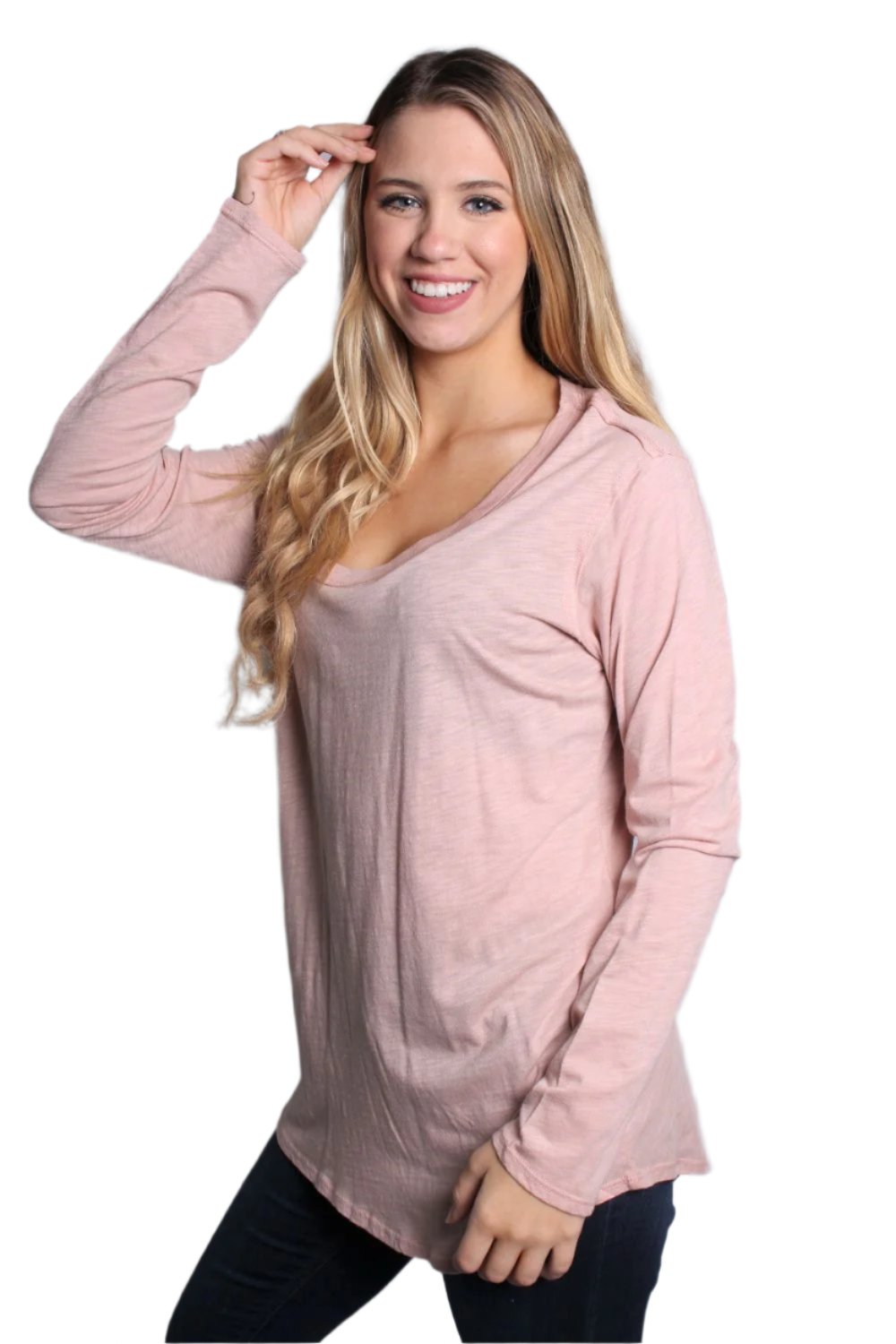 Women's Long Sleeve Round Neck Solid Top