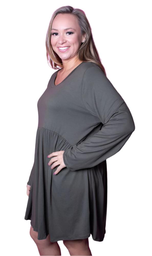 Women's Plus Size Long Sleeve Tunic Dress