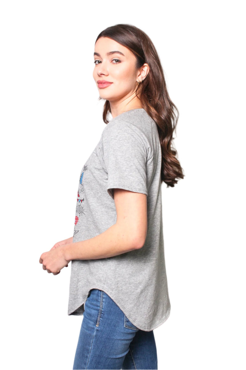 Women's Short Sleeves Flowy USA Tee