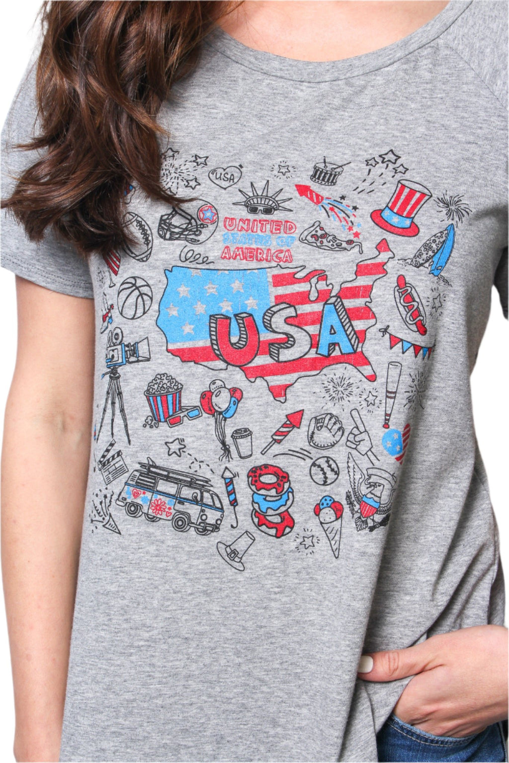 Women's Short Sleeves Flowy USA Tee