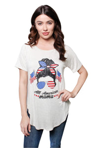 Women's Short Sleeves 'All American Mama' Flowy Tee