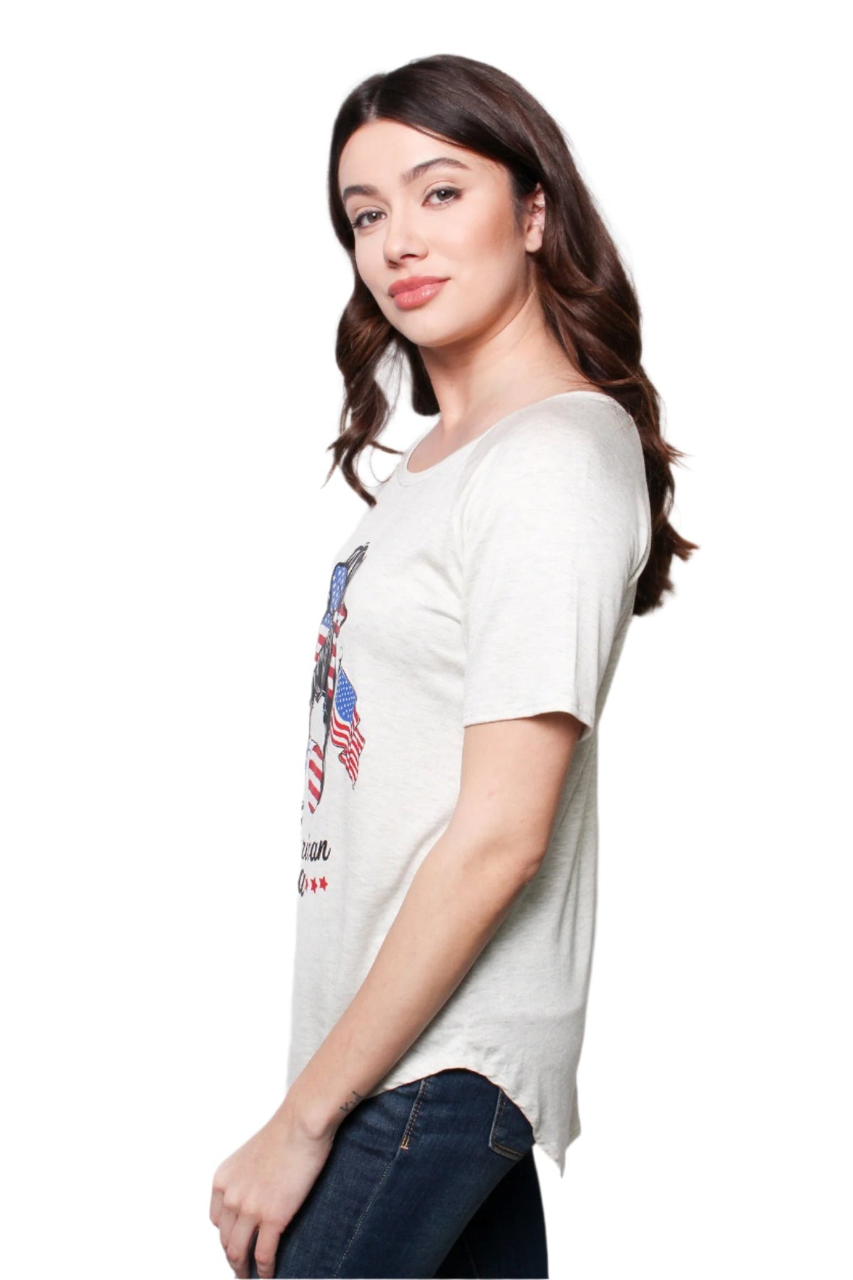 Women's Short Sleeves 'All American Mama' Flowy Tee
