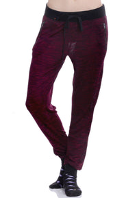 Women's High Waist Merlot Marled Sheer Zipper Joggers