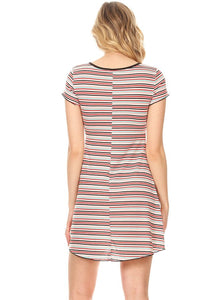 Women's Short Sleeve Keyhole Front Trap Mini Dress