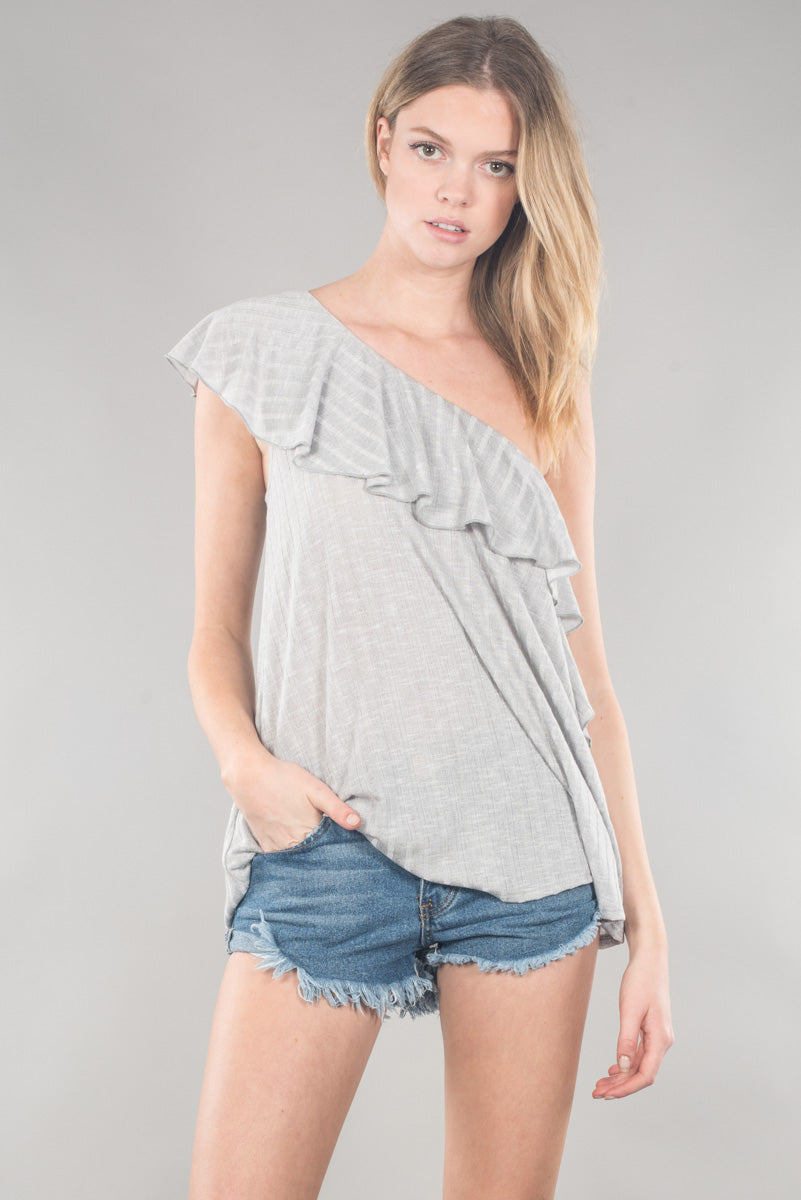 Women's One Shoulder Ruffled Top