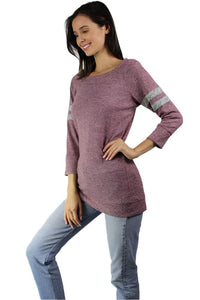long sleeve light weight knit crew neck top