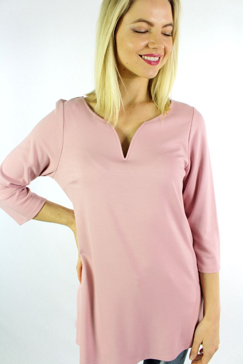 Women's 3/4th Sleeve Round Neck with Slit Top
