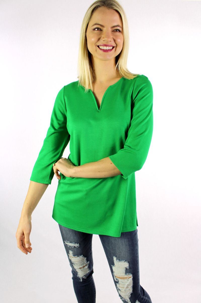 Women's 3/4th Sleeve Round Neck with Slit Top