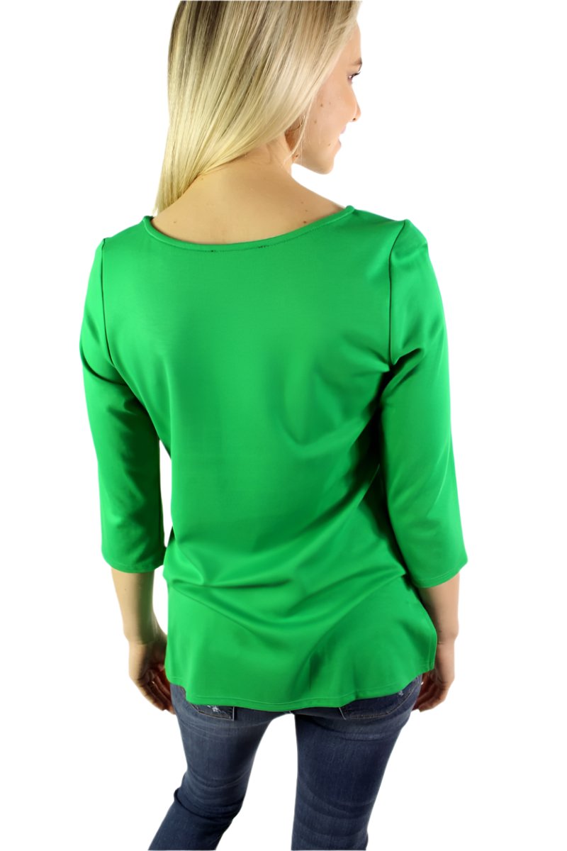 Women's 3/4th Sleeve Round Neck with Slit Top