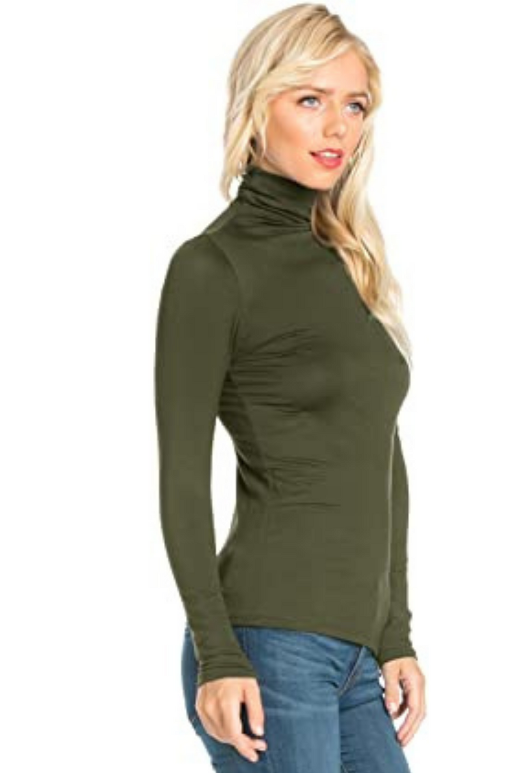 Women's Turtle Neck Long Sleeve Jersey Top