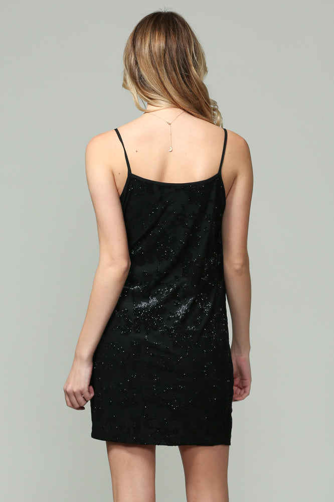 Women's Sleeveless Velvet Burnout Glitter Wrap Dress