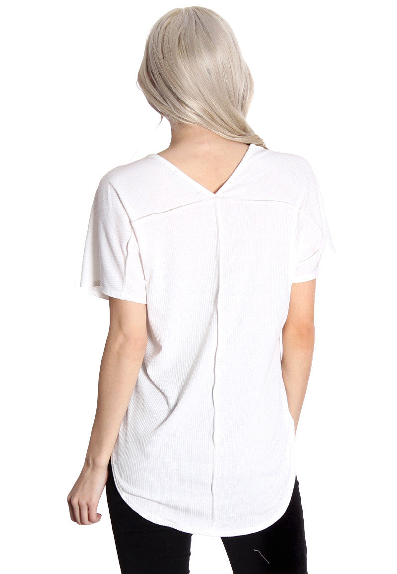 White Ribbed Tee