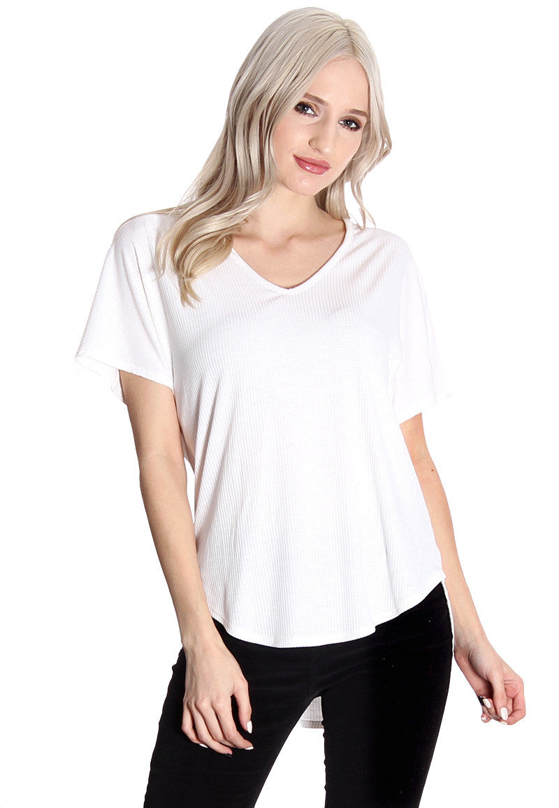 White Ribbed Tee