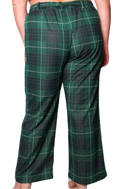 Women's Plus High Waisted Drawstring Plaid Pants