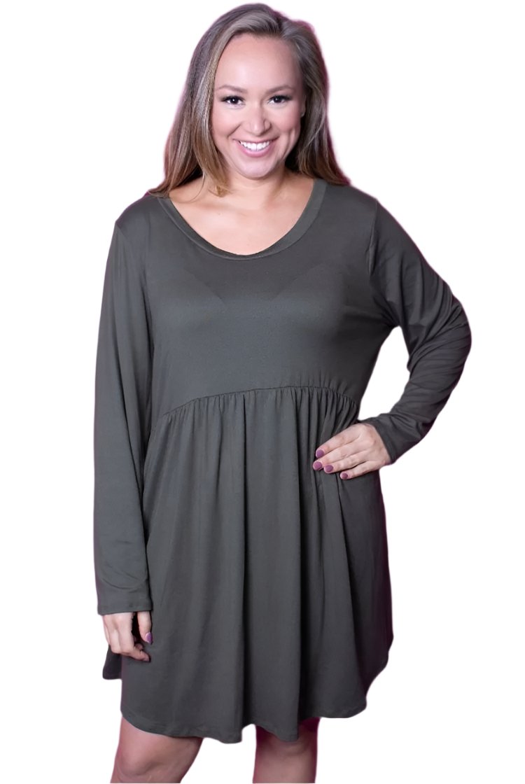 plus size long sleeve tunic dress Women's Plus Size Long Sleeve Tunic Dress