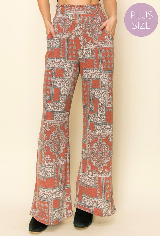 Women's Plus Wide Leg Printed Pants